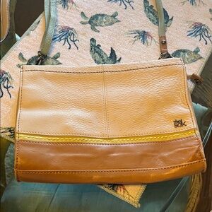 The Sak Cream and Tan Leather Crossbody Bag